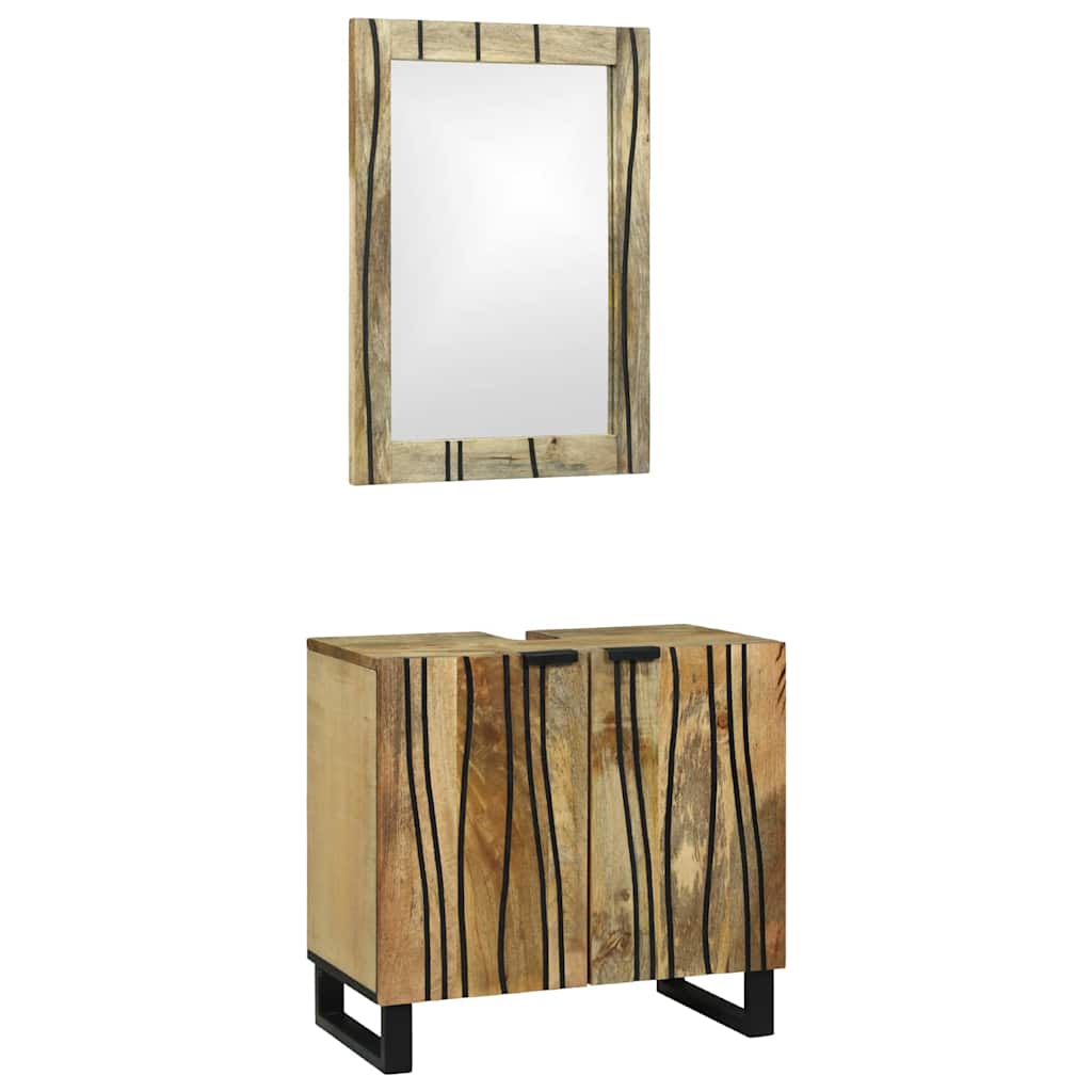 vidaXL Badkamermeubelset 2 pcs Bruin Standaard Massief Ruw Mango hout
