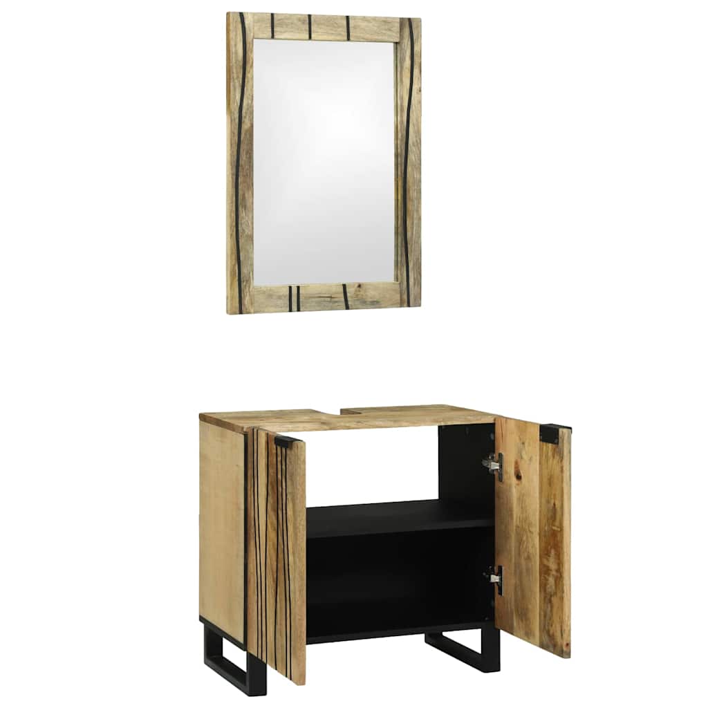 vidaXL Badkamermeubelset 2 pcs Bruin Standaard Massief Ruw Mango hout