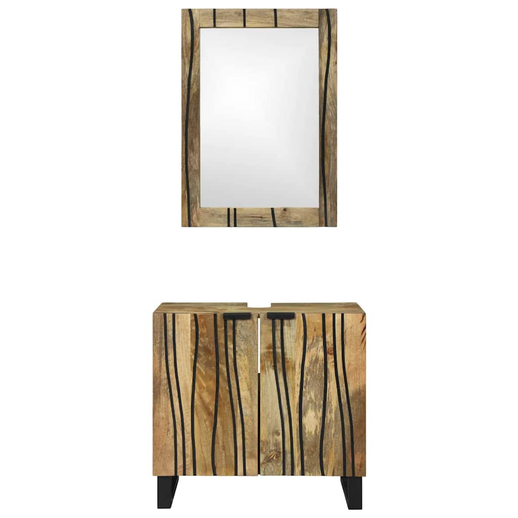 vidaXL Badkamermeubelset 2 pcs Bruin Standaard Massief Ruw Mango hout