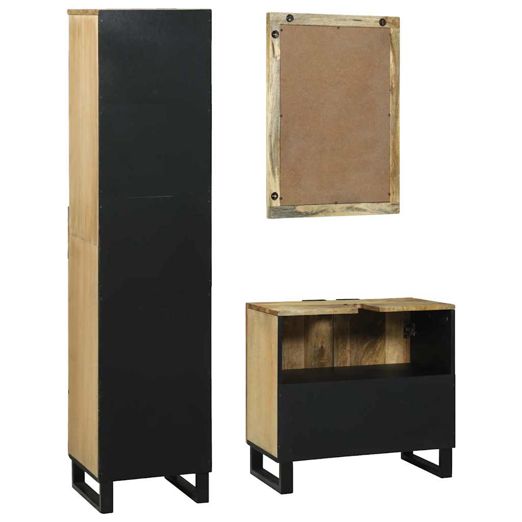 vidaXL Badkamermeubelset 3 pcs Bruin Hoog Massief Ruw Mango Hout