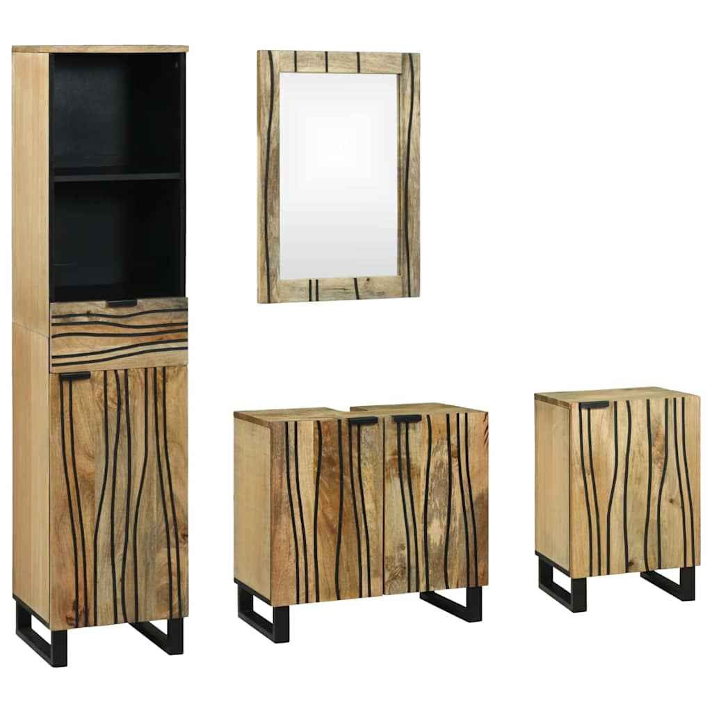 vidaXL Badkamermeubelset met lade 4 pcs Bruin Large Massief acaciahout