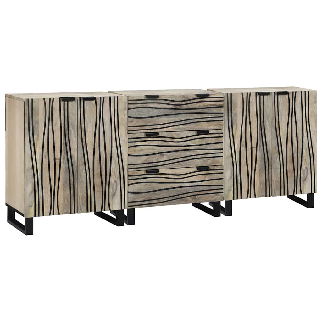 vidaXL Badkamermeubelset met lade met plank met opslag met de deur 3 pcs Bruin Medium Massief hout