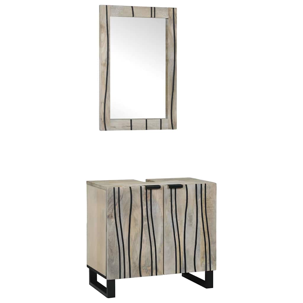 vidaXL Badkamermeubelset 2 pcs Bruin Standaard Massief Ruw Mango hout