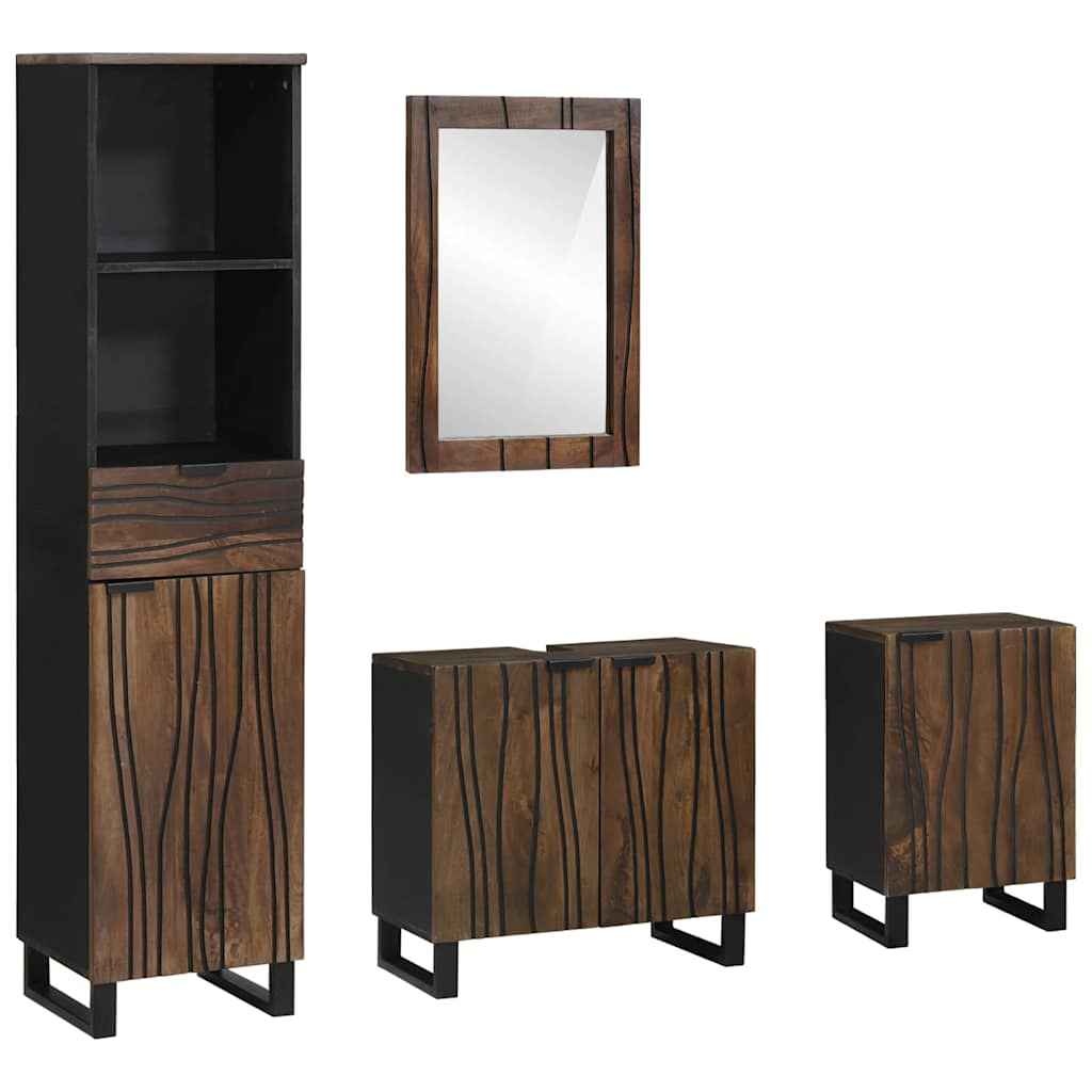 vidaXL Badkamermeubelset met lade 4 pcs Bruin Large Massief acaciahout