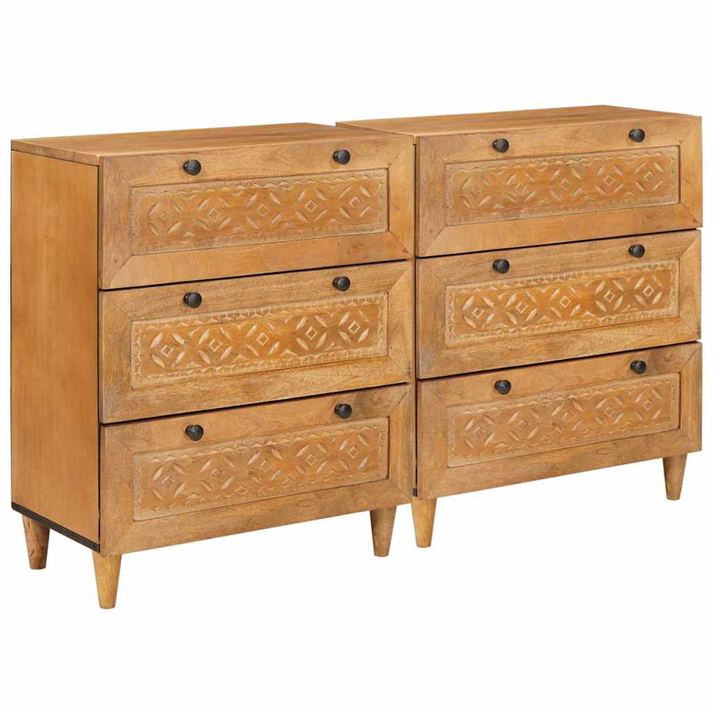 vidaXL Dressoir 2 pcs Bruin 60 x 33 x 75 cm massief mangohout