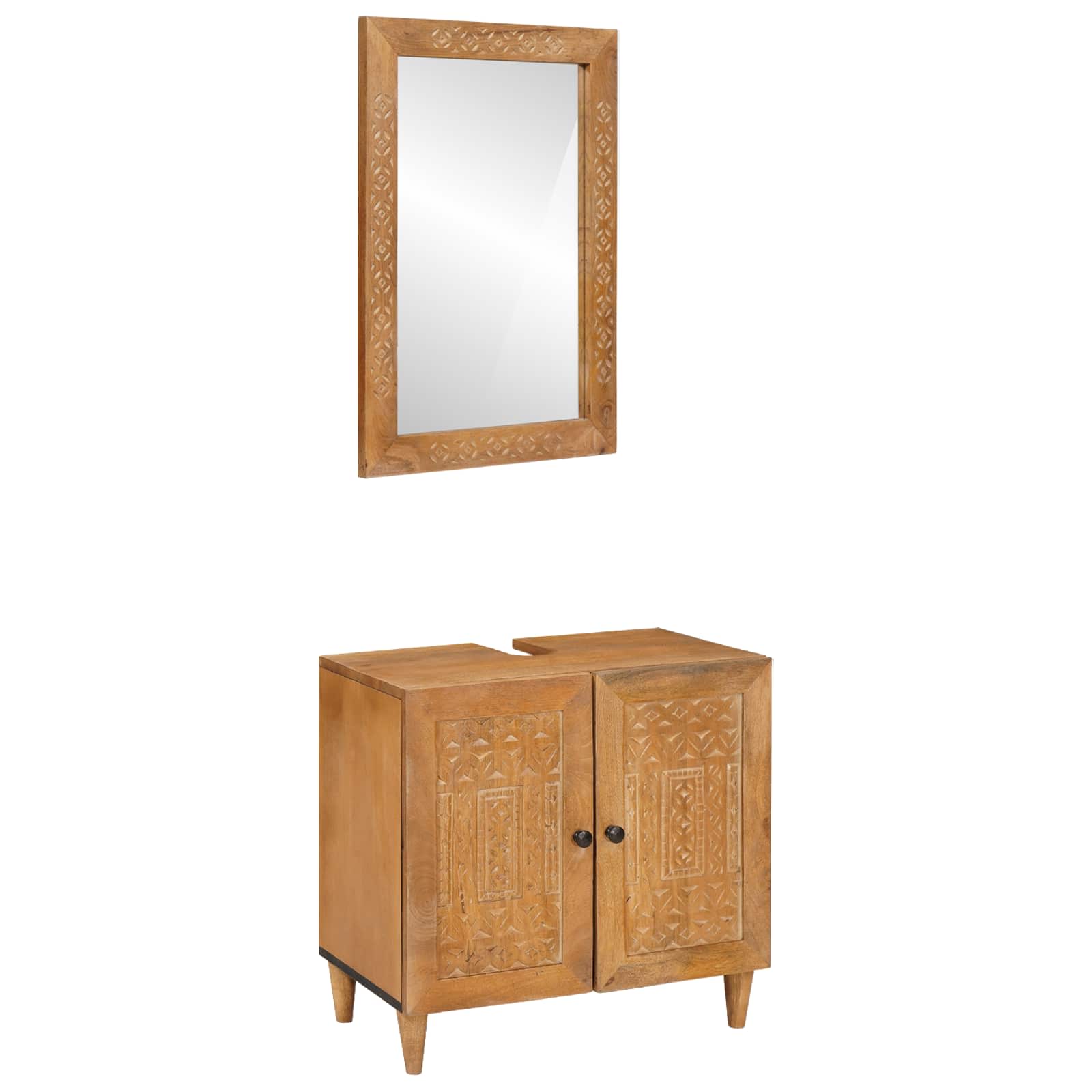 vidaXL Badkamermeubelset 2 pcs Bruin 62 x 33 x 58 cm massief mangohout