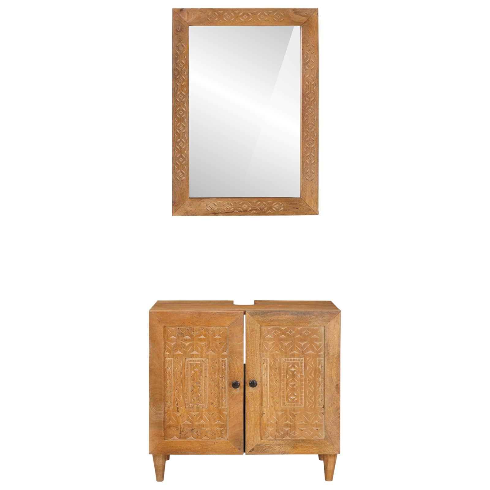 vidaXL Badkamermeubelset 2 pcs Bruin 62 x 33 x 58 cm massief mangohout