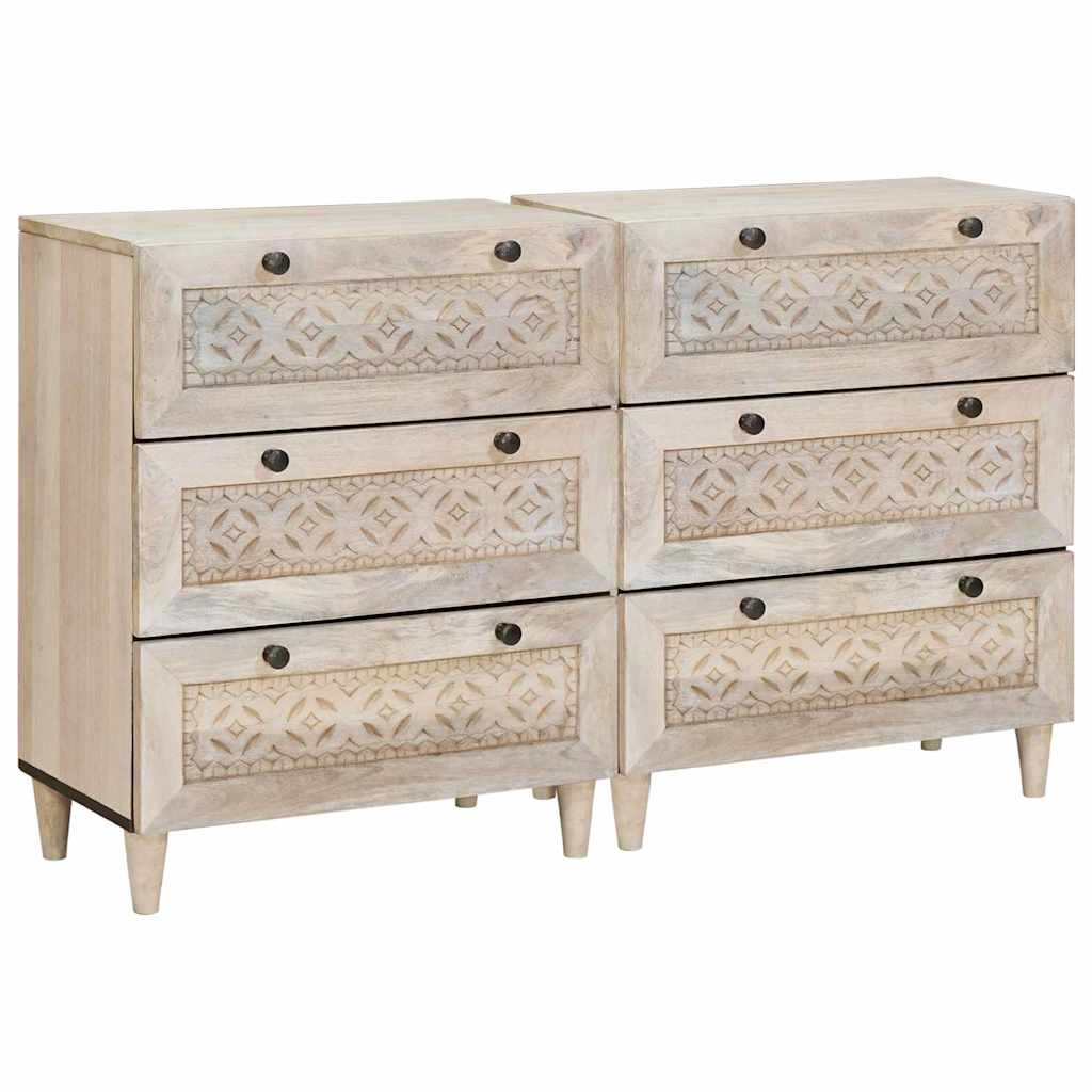 vidaXL Dressoir 2 pcs Bruin 60 x 33 x 75 cm massief mangohout