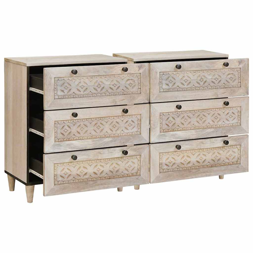 vidaXL Dressoir 2 pcs Bruin 60 x 33 x 75 cm massief mangohout