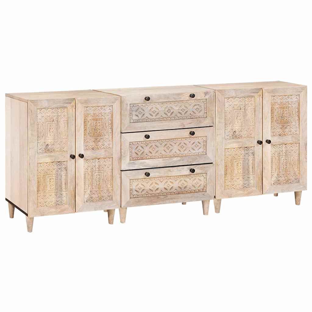 vidaXL Dressoir 3 pcs Bruin 60 x 33 x 75 cm massief mangohout