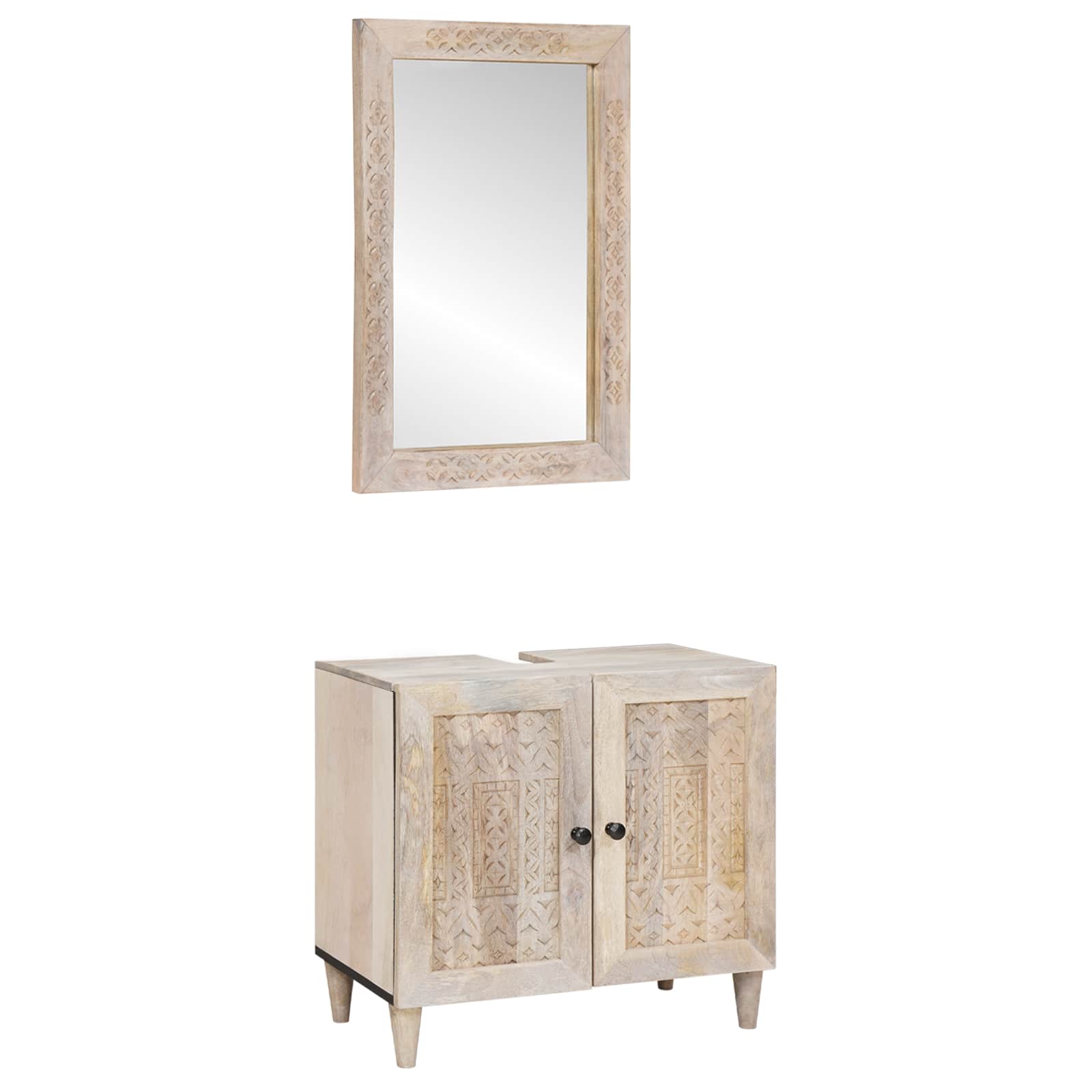 vidaXL Badkamermeubelset 2 pcs Bruin 62 x 33 x 58 cm massief mangohout