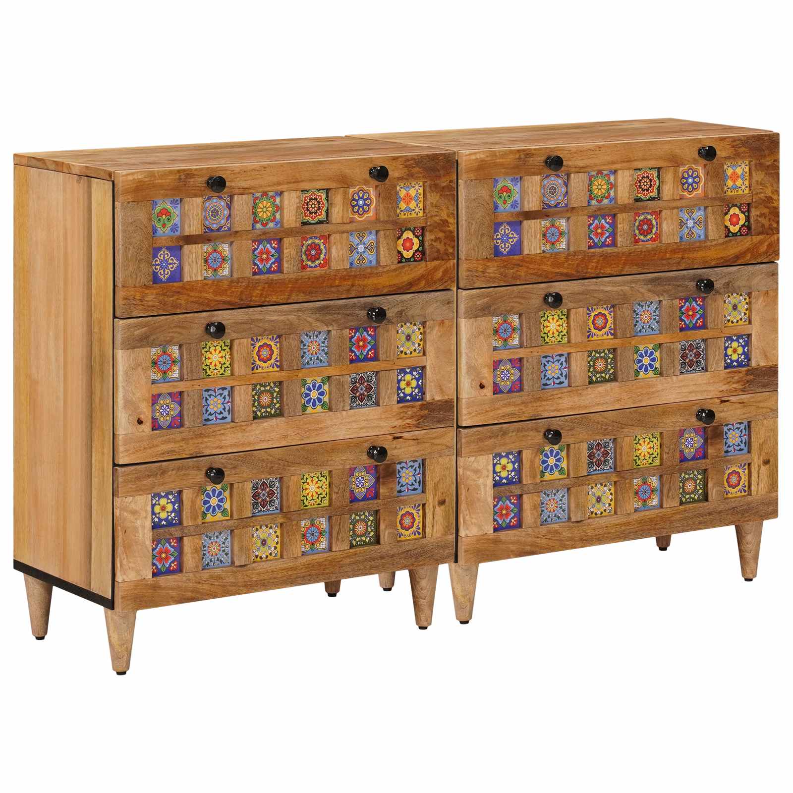 vidaXL Dressoir 2 pcs Walnotenhout 60 x 33,5 x 75 cm