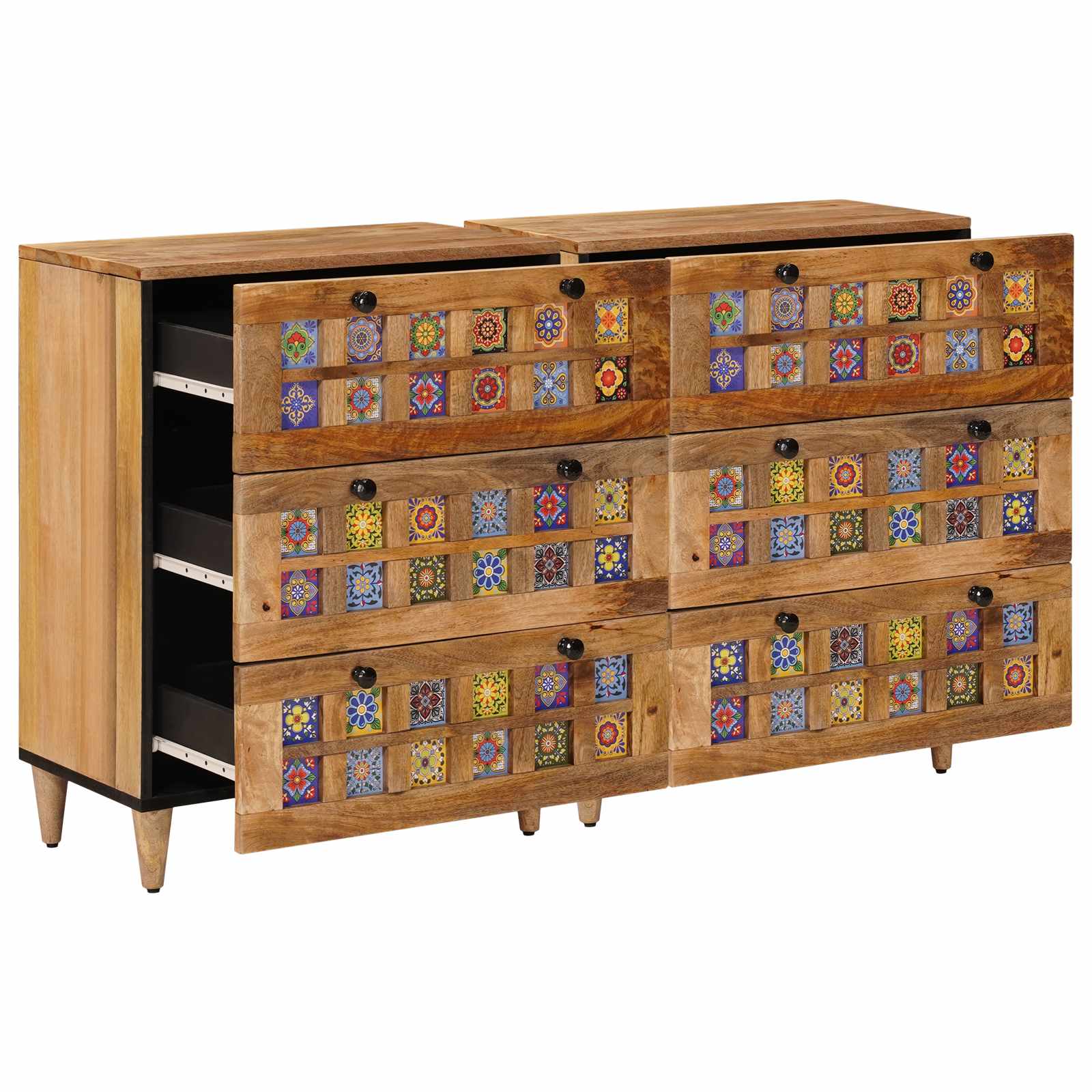 vidaXL Dressoir 2 pcs Walnotenhout 60 x 33,5 x 75 cm