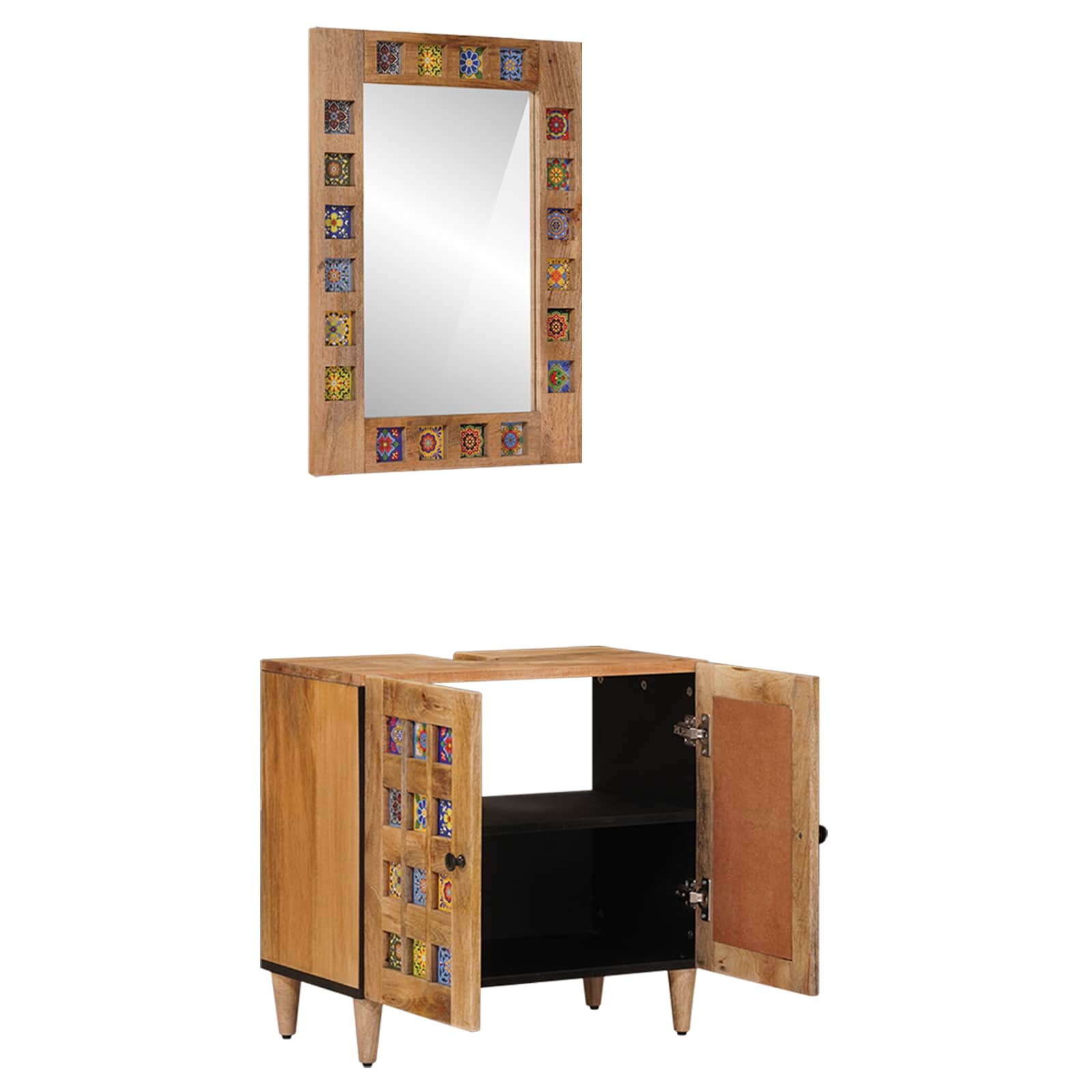 vidaXL Badkamermeubelset 2 pcs Walnotenhout Massief Mango Hout