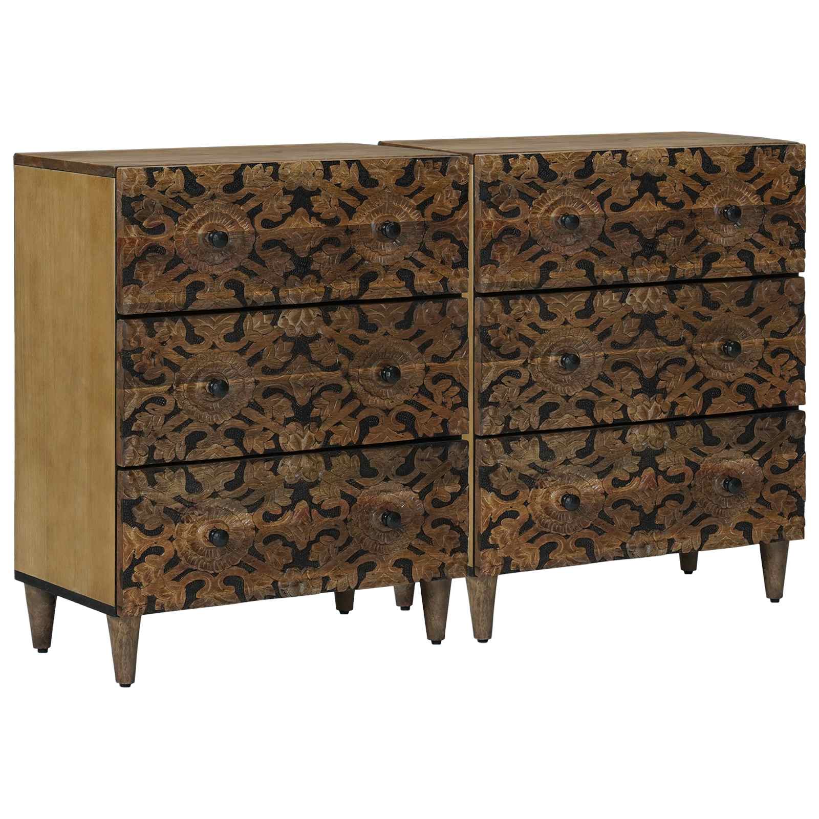 vidaXL Dressoir 2 pcs Wit 60 x 33,5 x 75 cm Massief Mango Hout