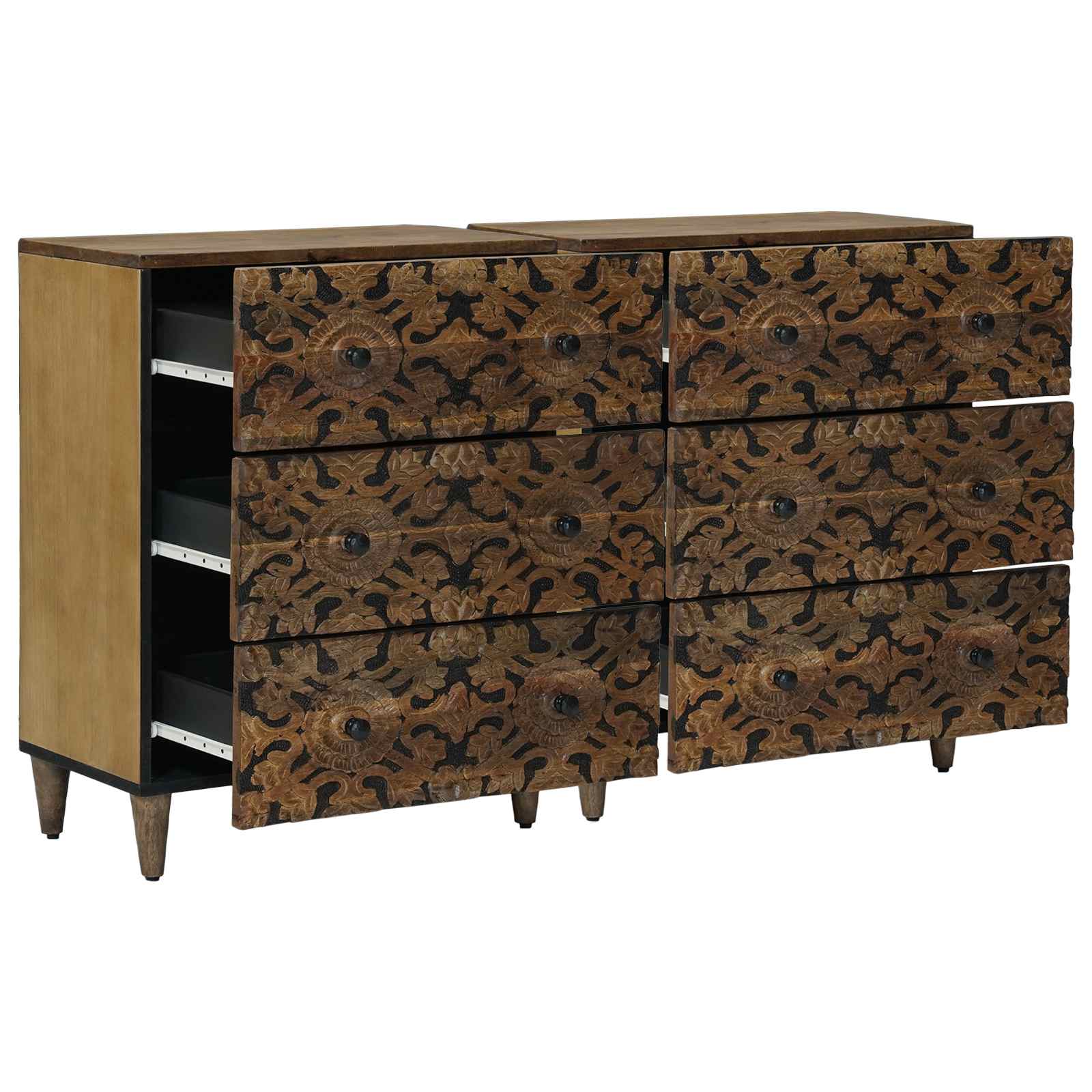 vidaXL Dressoir 2 pcs Wit 60 x 33,5 x 75 cm Massief Mango Hout