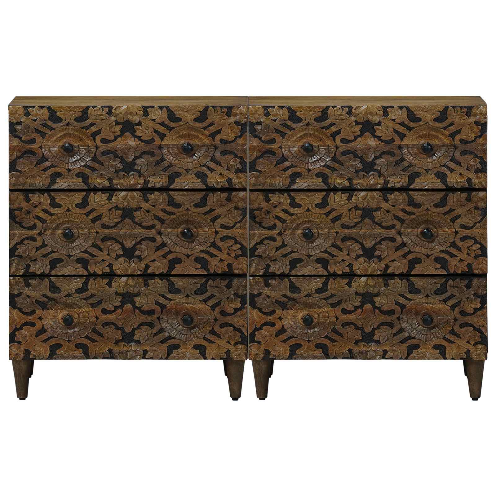 vidaXL Dressoir 2 pcs Wit 60 x 33,5 x 75 cm Massief Mango Hout