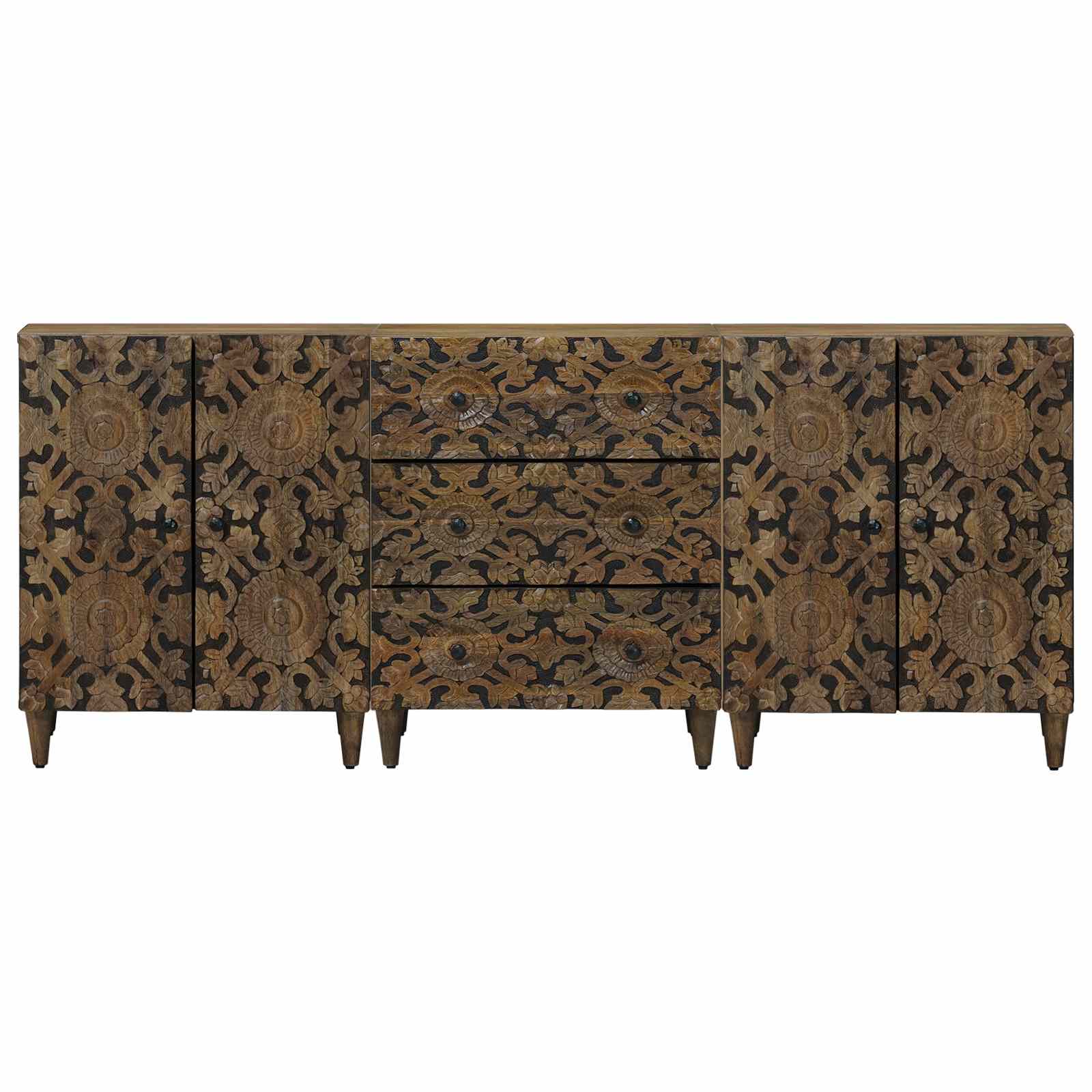 vidaXL Dressoir 3 pcs Wit 60 x 33,5 x 75 cm Massief Mango Hout