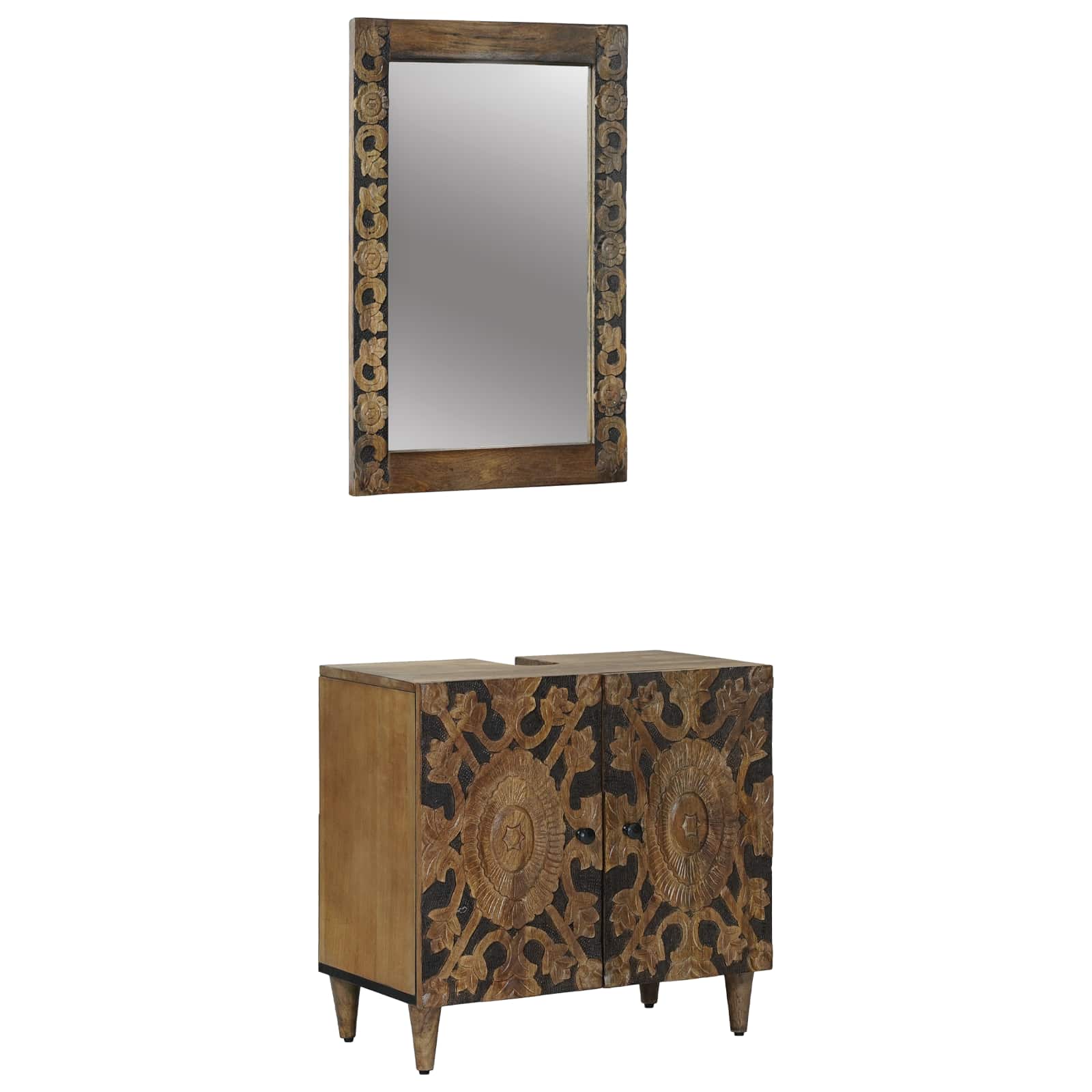 vidaXL Badkamermeubelset Wandgemonteerd 2 pcs Wit Massief Mango Hout