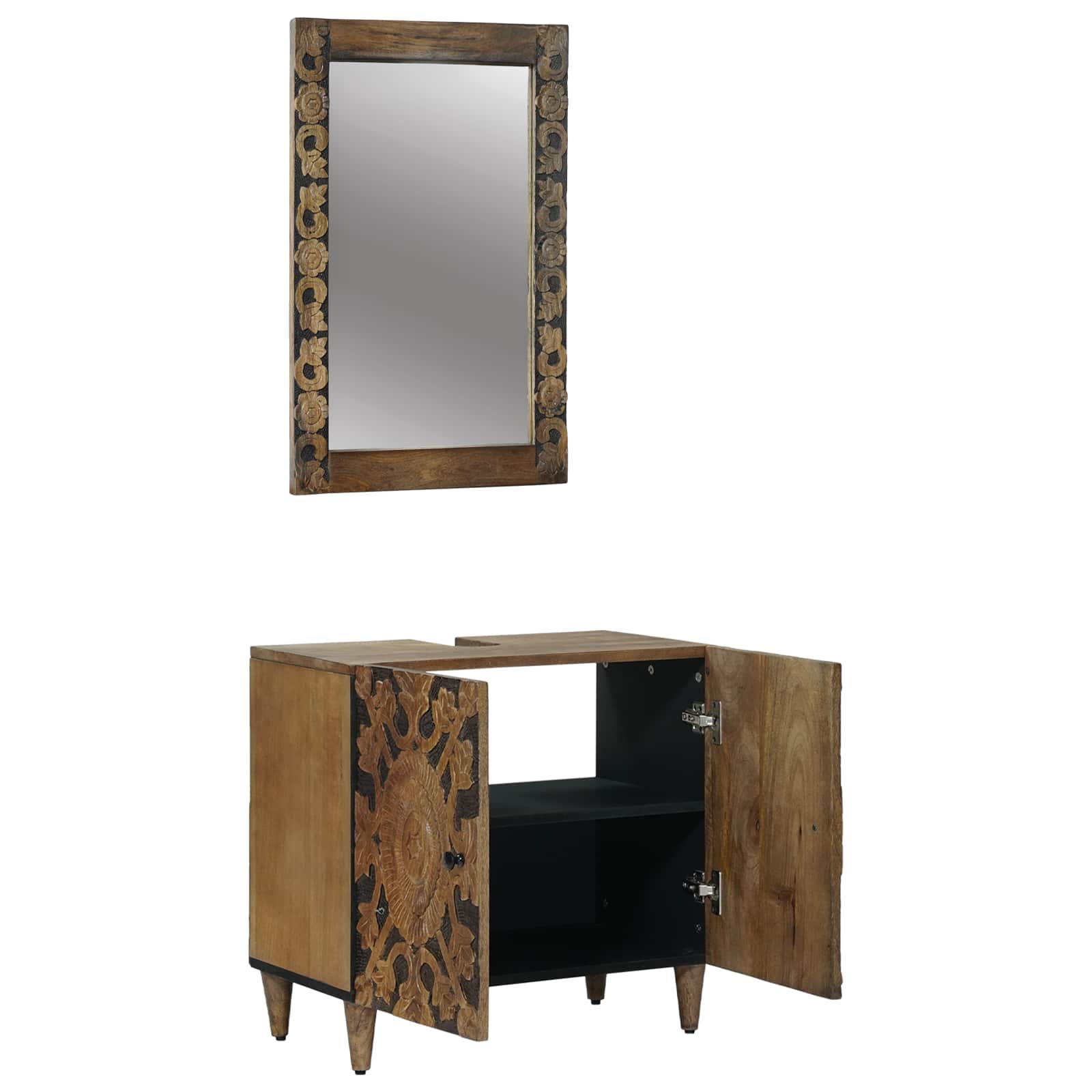 vidaXL Badkamermeubelset Wandgemonteerd 2 pcs Wit Massief Mango Hout