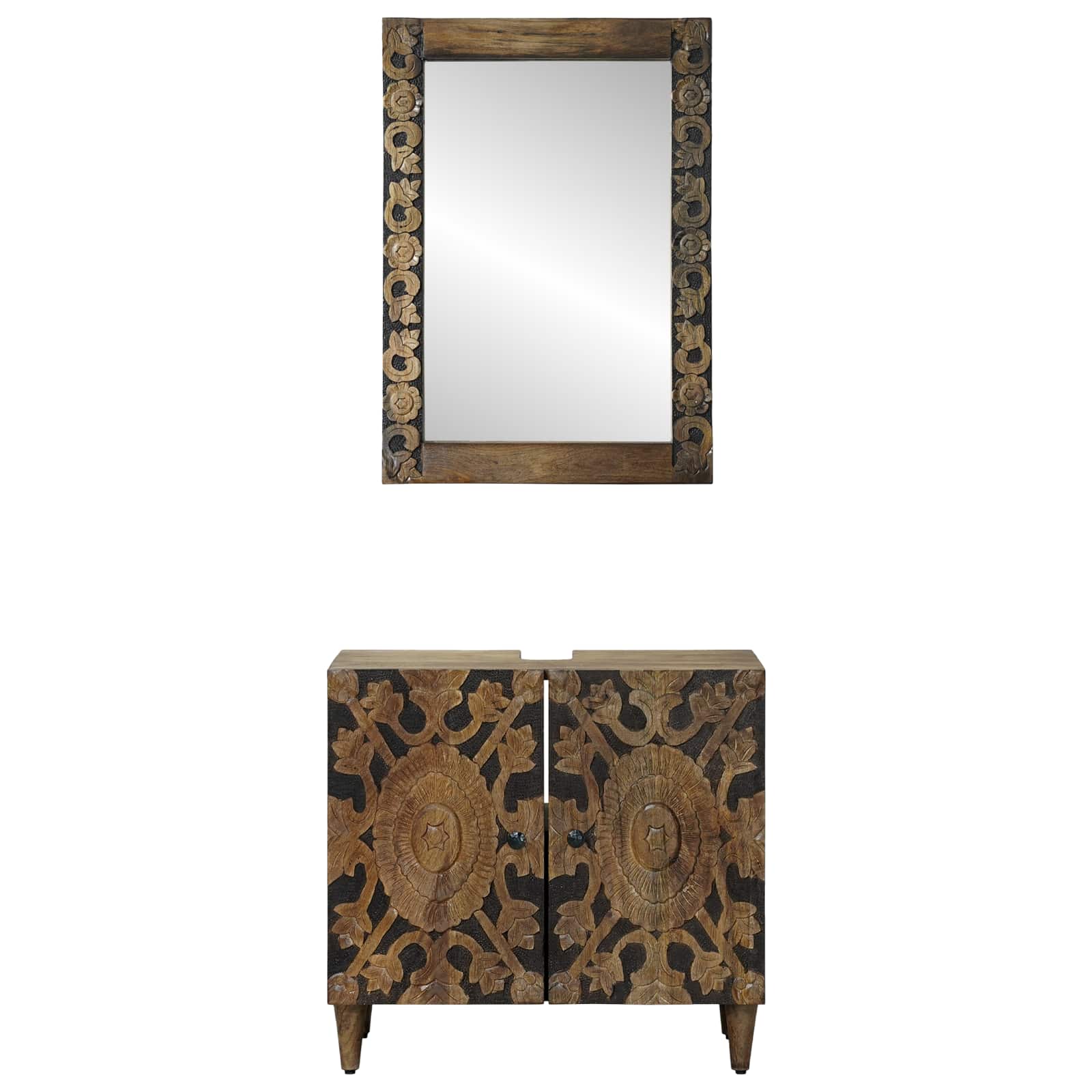 vidaXL Badkamermeubelset Wandgemonteerd 2 pcs Wit Massief Mango Hout