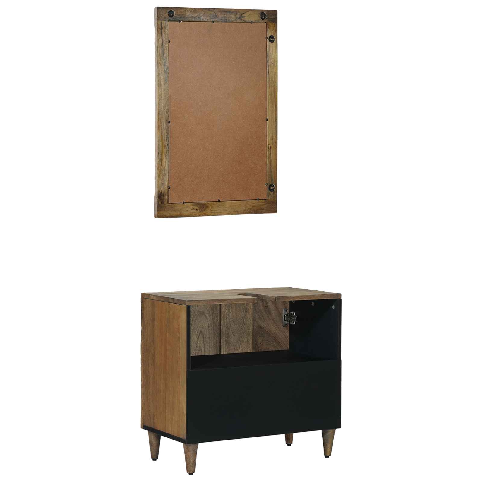 vidaXL Badkamermeubelset Wandgemonteerd 2 pcs Wit Massief Mango Hout