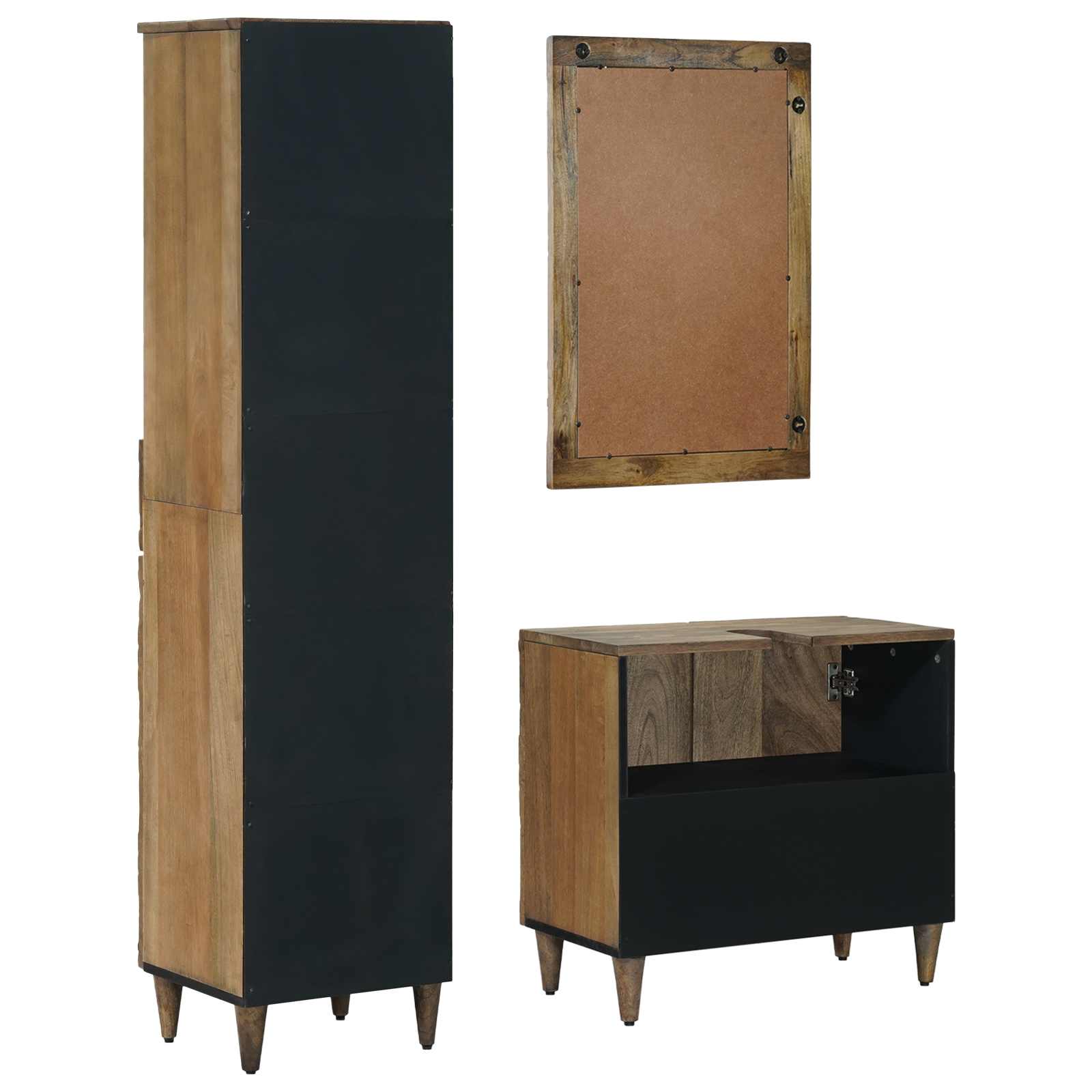 vidaXL Badkamermeubelset met lade 3 pcs Wit Massief Mango Hout