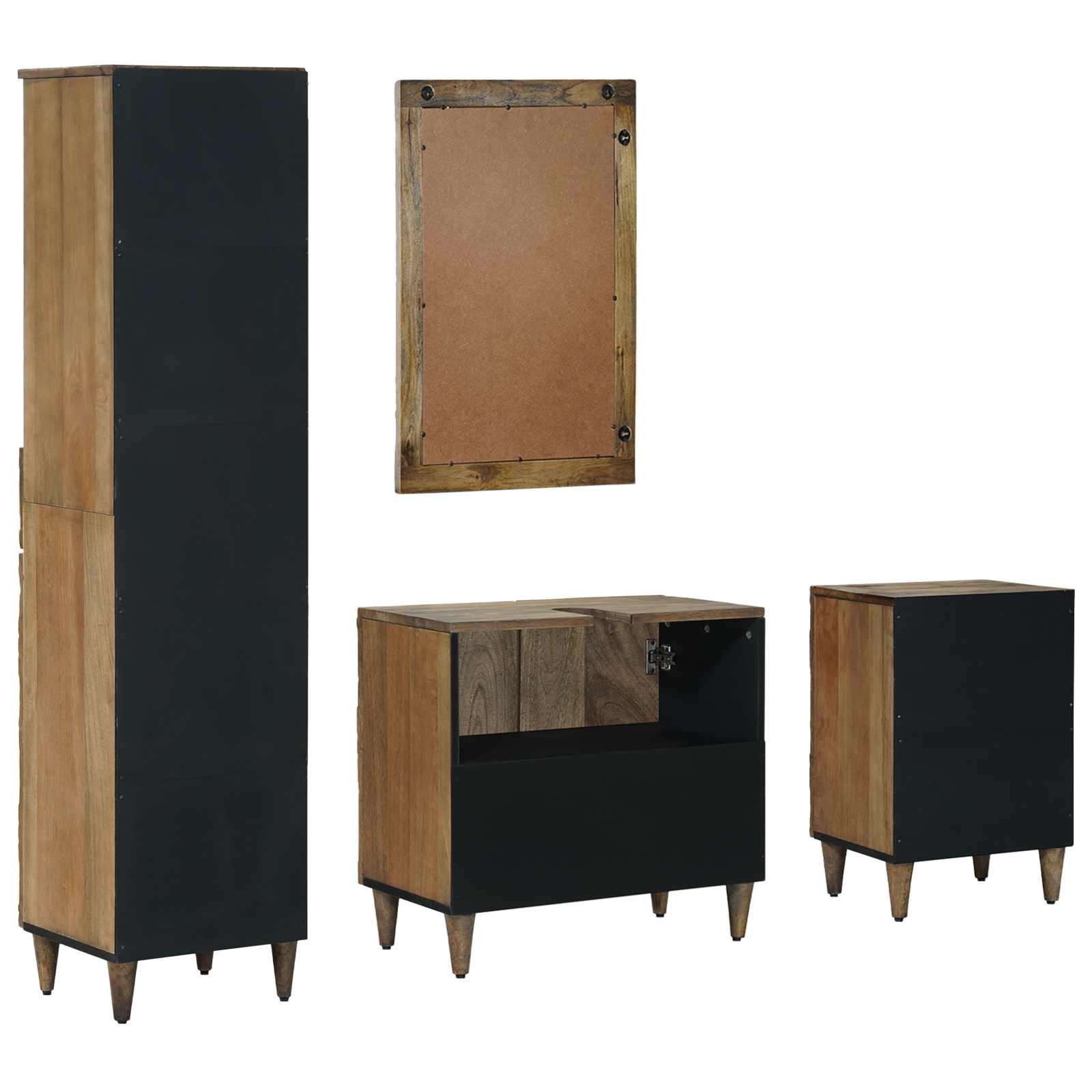 vidaXL Badkamermeubelset met lade 4 pcs Wit Massief Mango Hout