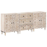 vidaXL Dressoir 3 pcs Wit 60 x 33,5 x 75 cm Massief Mango Hout