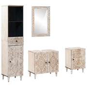 vidaXL Badkamermeubelset met lade 4 pcs Wit Massief Mango Hout