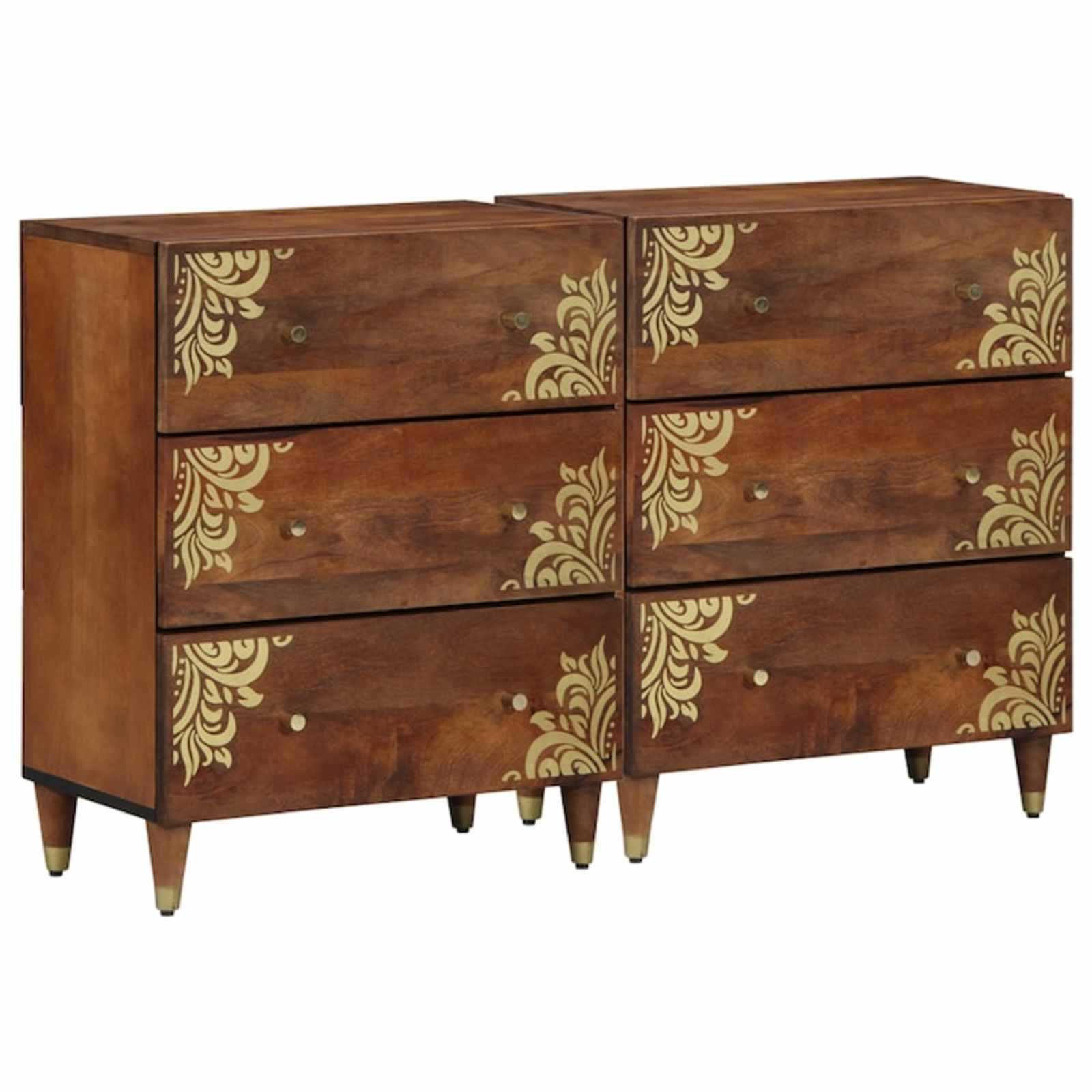 vidaXL Dressoirs 2 st Honingbruin 60x33.5x75 cm Massief Ruw Hout Mango