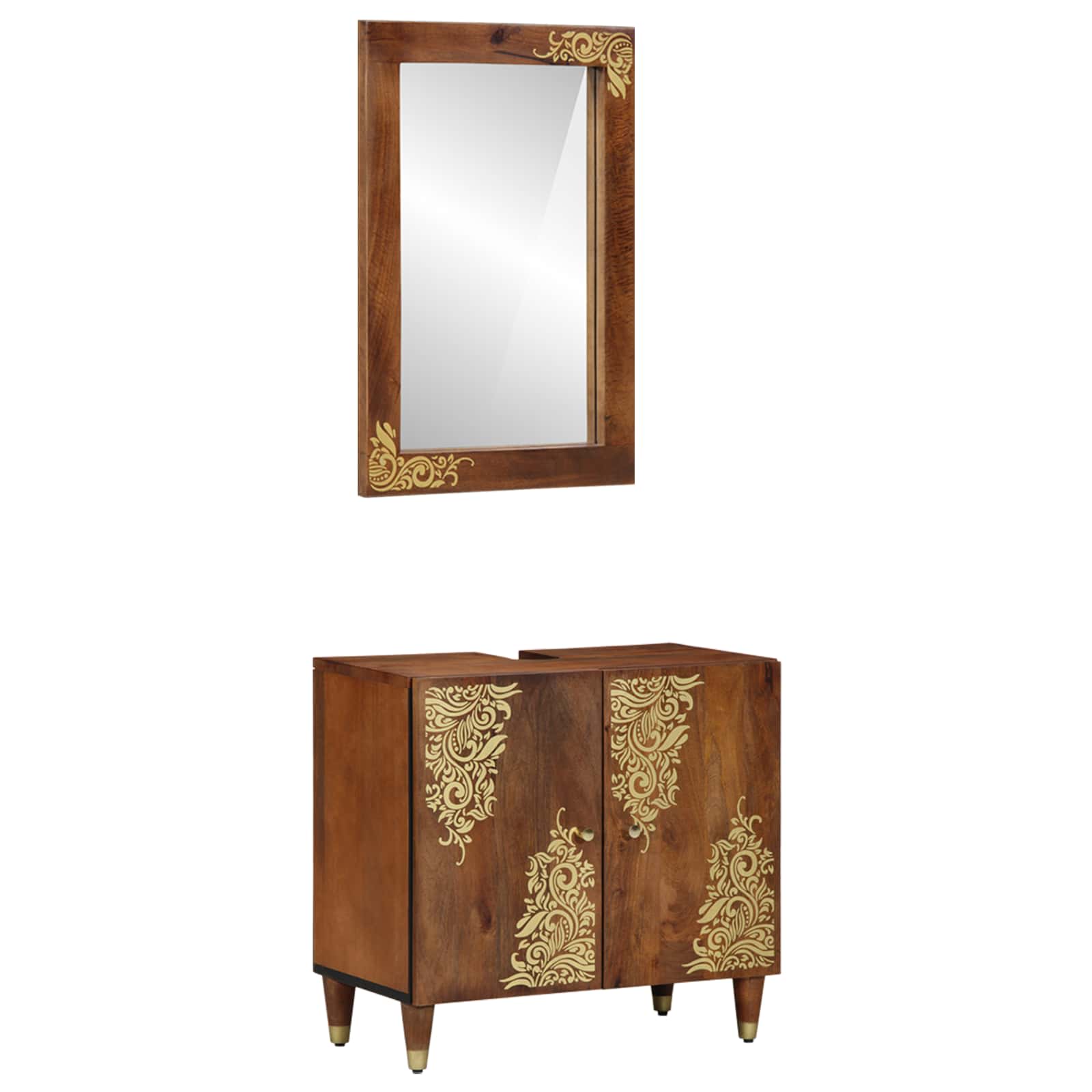 vidaXL 2-delige Badkamer Meubelset Massief Ruw Hout Mango