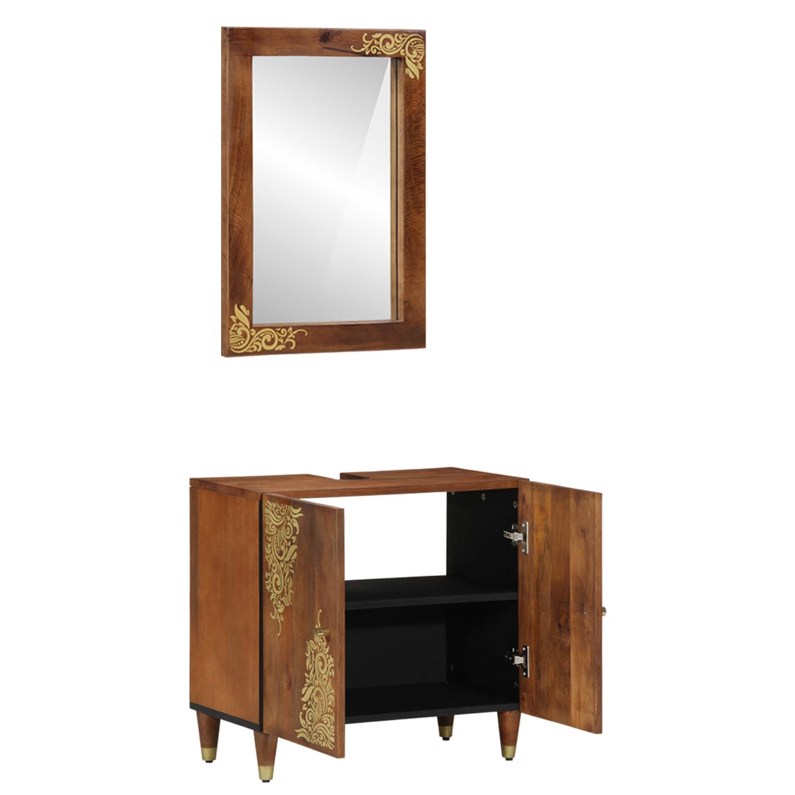 vidaXL 2-delige Badkamer Meubelset Massief Ruw Hout Mango