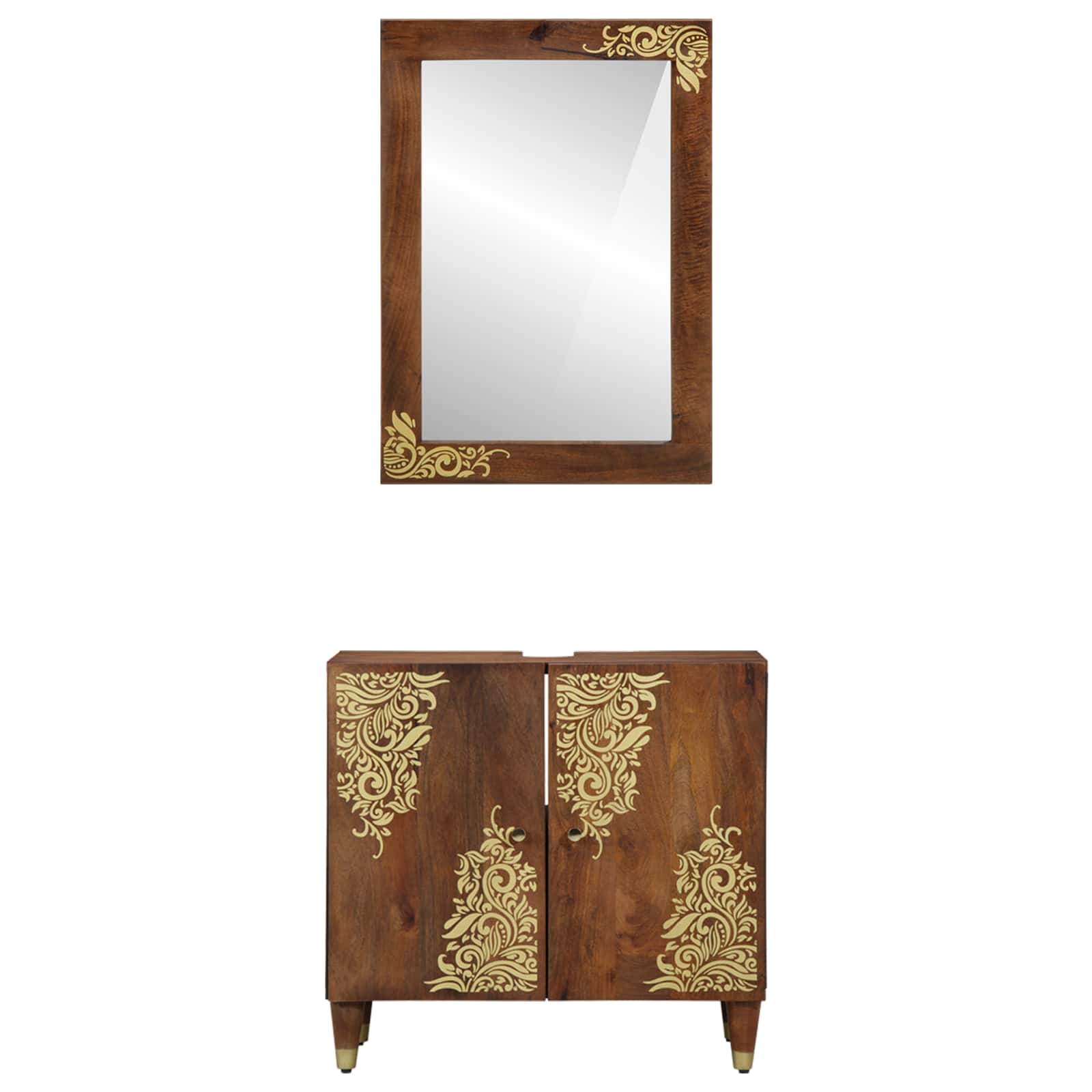 vidaXL 2-delige Badkamer Meubelset Massief Ruw Hout Mango