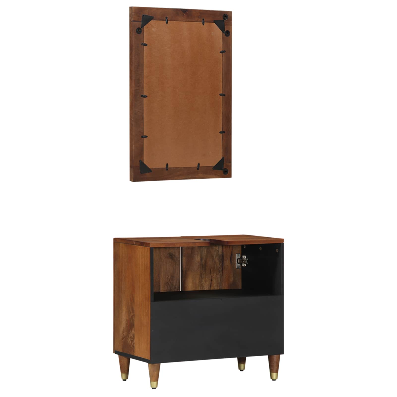vidaXL 2-delige Badkamer Meubelset Massief Ruw Hout Mango