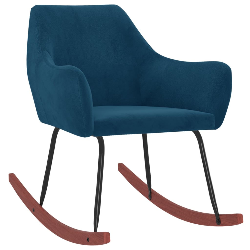 vidaXL Schommelstoel fluweel blauw