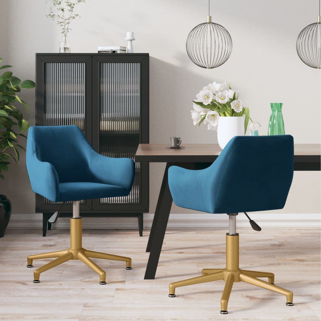 vidaXL Eetkamerstoel draaibaar fluweel blauw