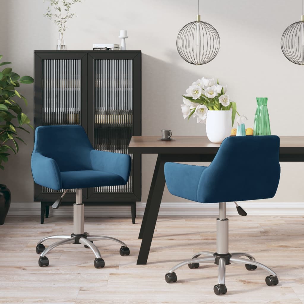 vidaXL Eetkamerstoel draaibaar fluweel blauw