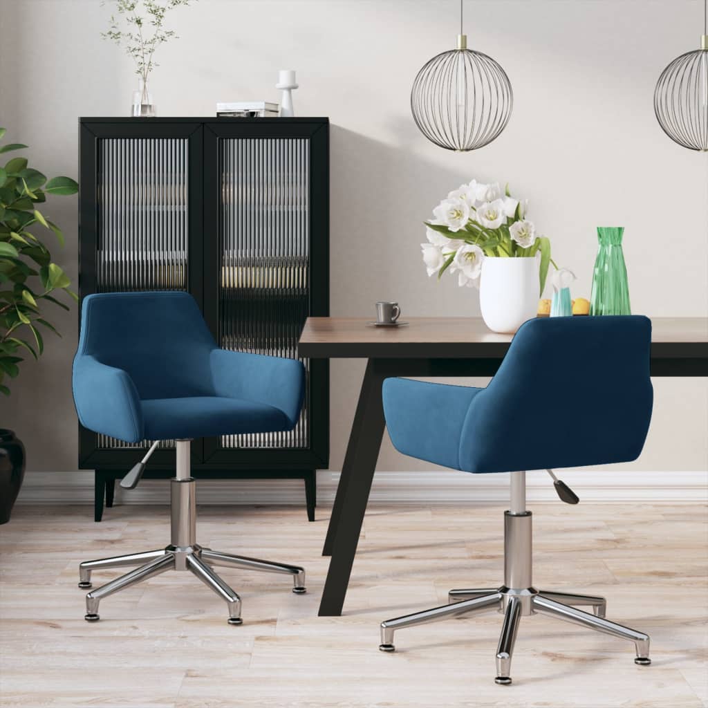 vidaXL Eetkamerstoel draaibaar fluweel blauw