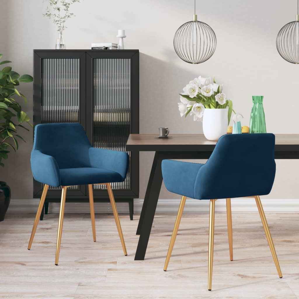 vidaXL Eetkamerstoelen 2 st fluweel blauw