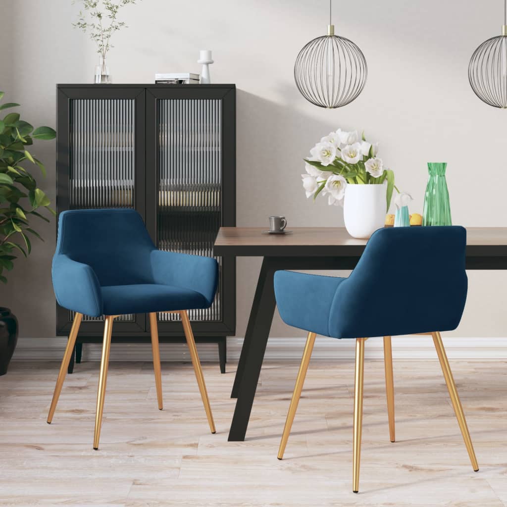 vidaXL Eetkamerstoelen 2 st fluweel blauw