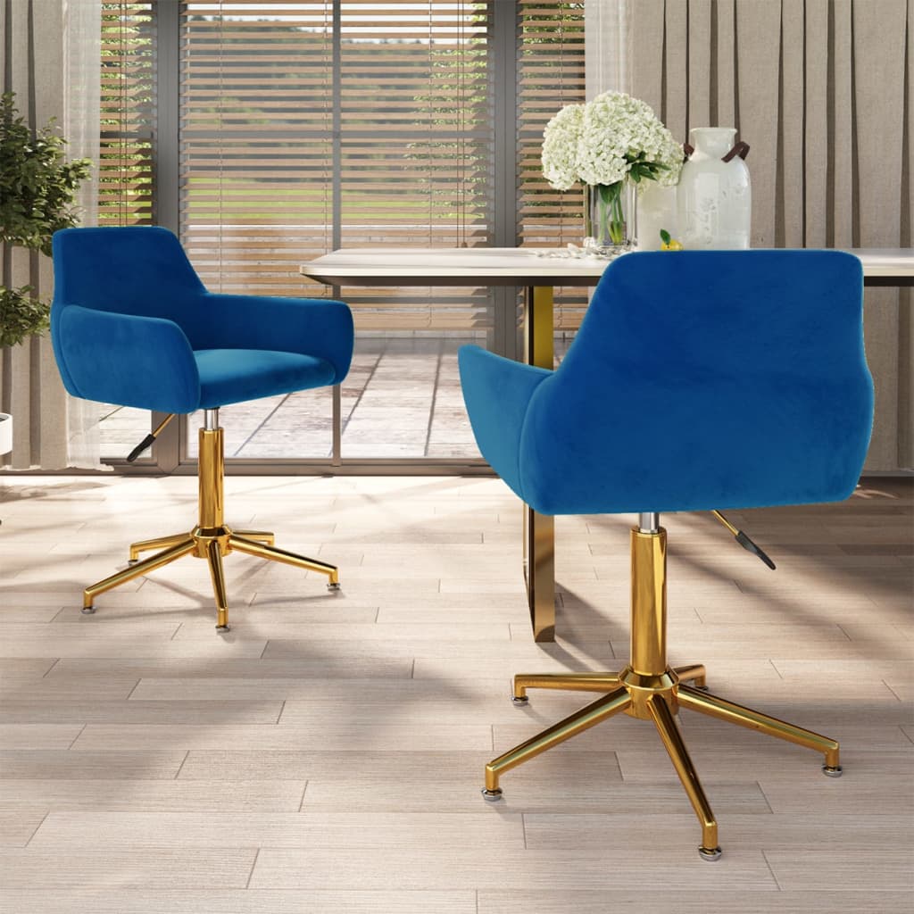 vidaXL Eetkamerstoel draaibaar fluweel blauw