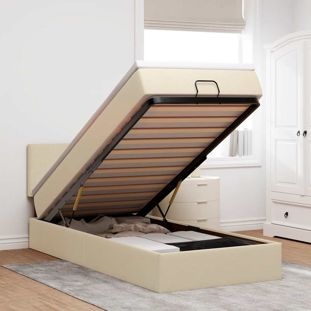 vidaXL Bed met matras 90x200 cm stof zwart