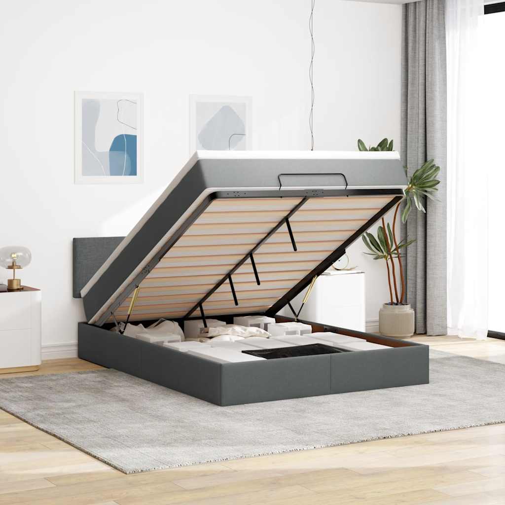 vidaXL Bed met matras 90x200 cm stof zwart