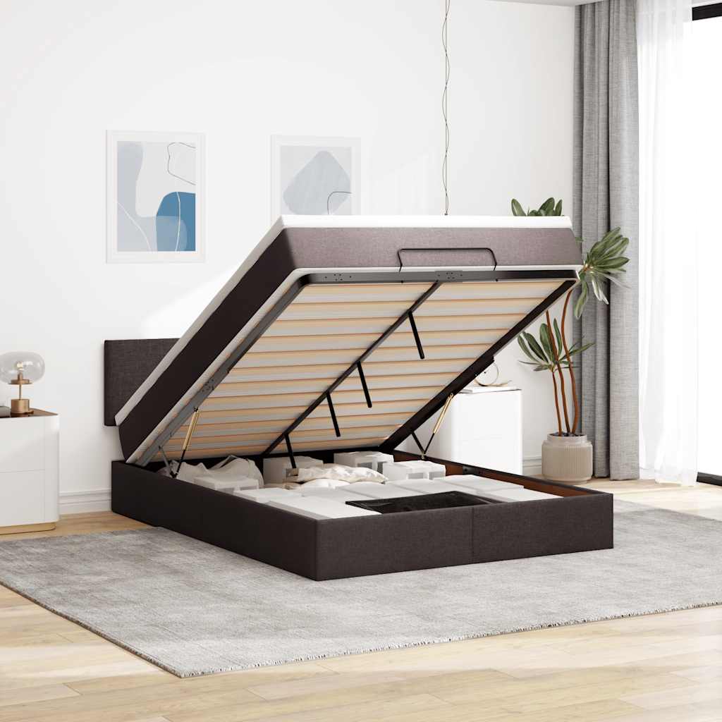 vidaXL Bed met matras 90x200 cm stof zwart