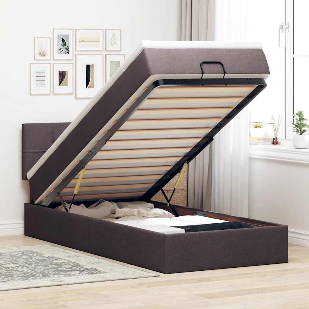 vidaXL Bed met matras 90x200 cm stof zwart