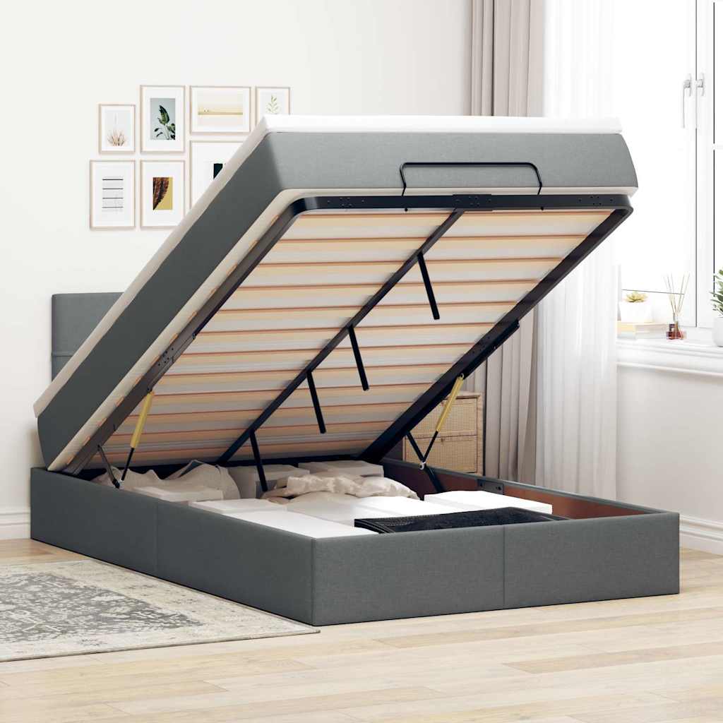 vidaXL Bed met matras 90x200 cm stof zwart