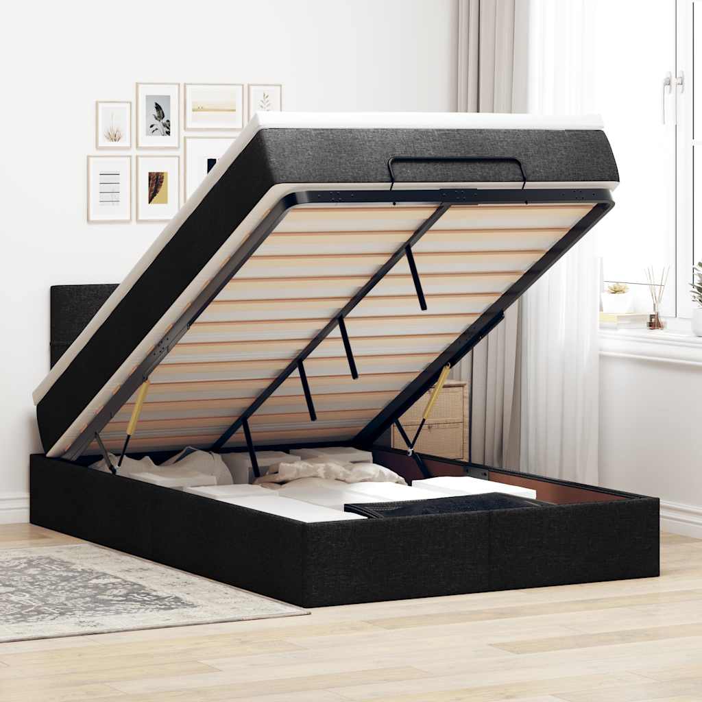 vidaXL Bed met matras 90x200 cm stof zwart