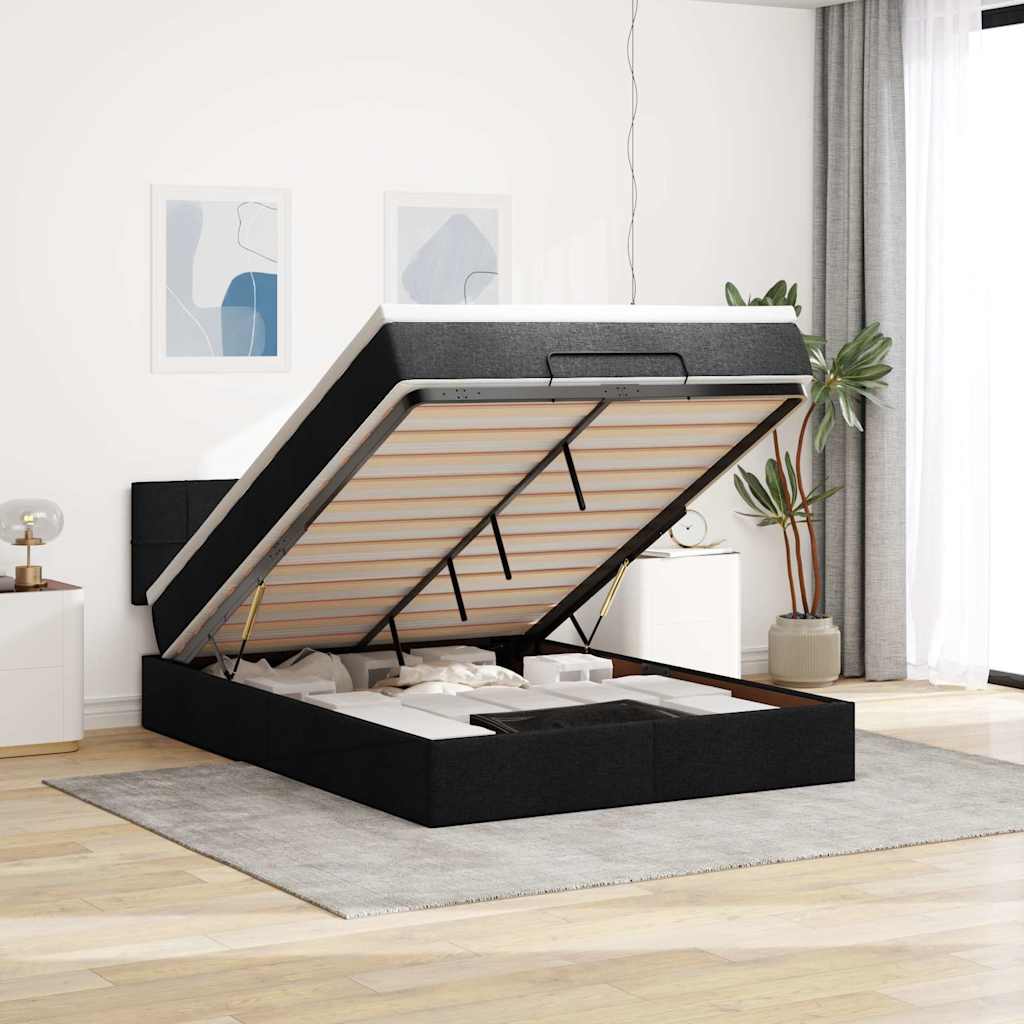vidaXL Bed met matras 90x200 cm stof zwart