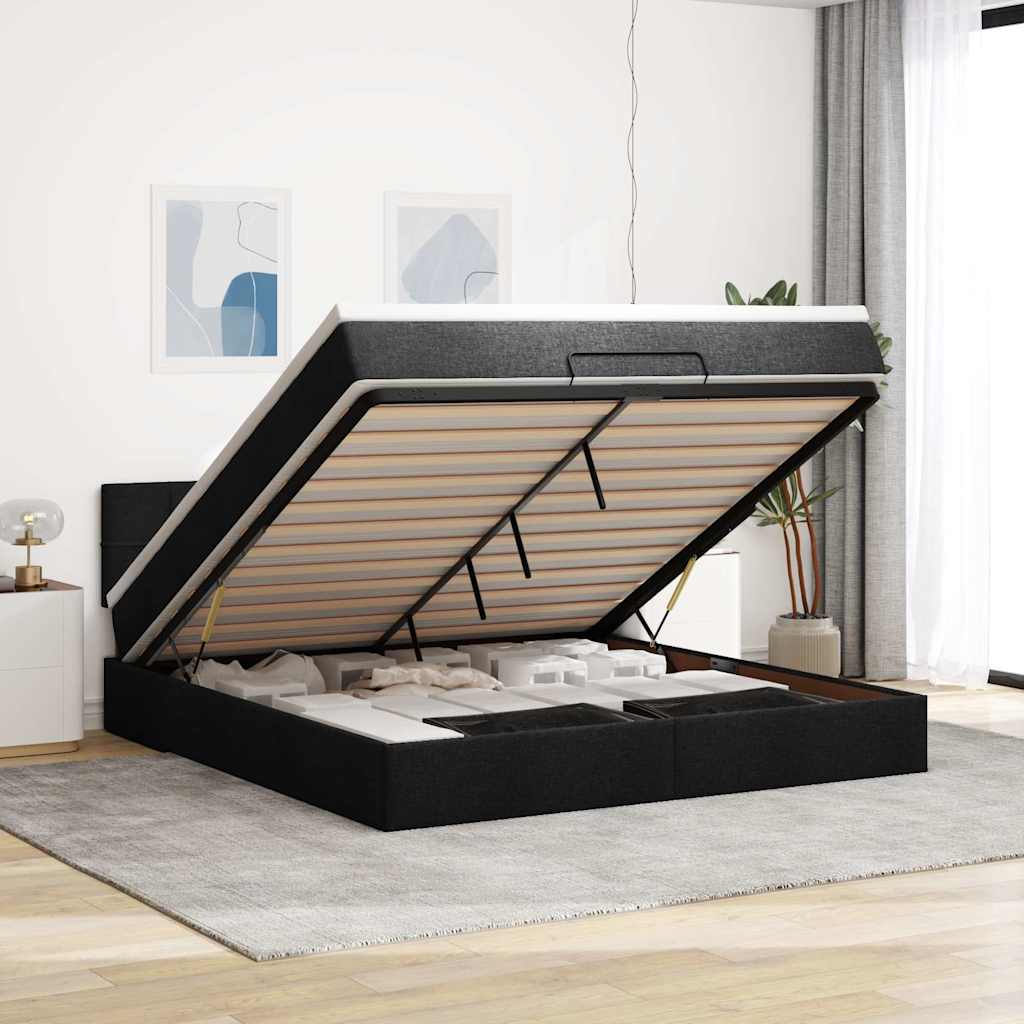 vidaXL Bed met matras 90x200 cm stof zwart